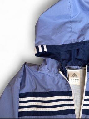 adidas Men's Light Blue and Navy Hooded Windbreaker